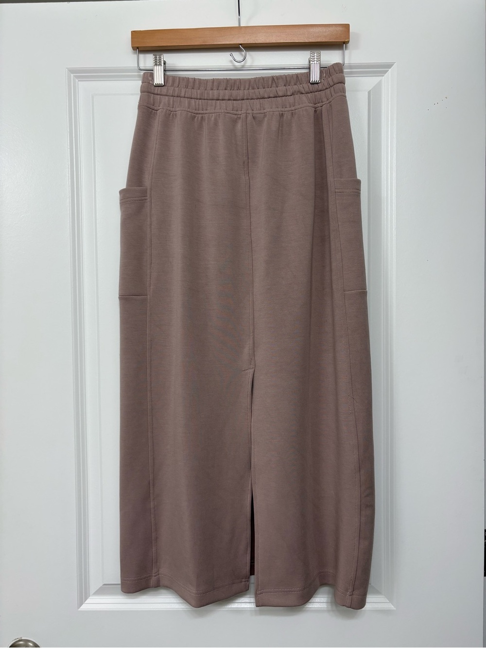 Everyday Drawstring Midi Skirt in Mauve Taupe - Picture 2 of 4